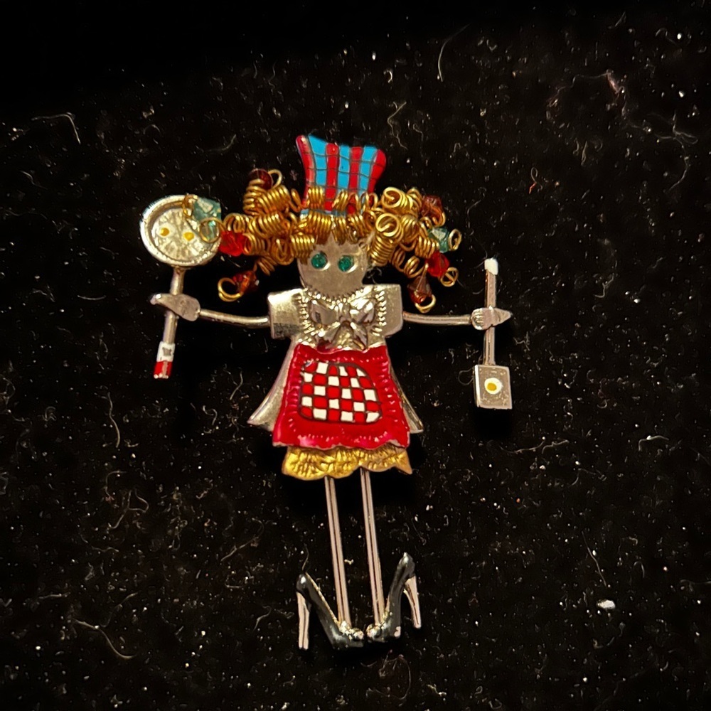 GANZ Colorful Chef Brooch - Red, Gold, Silver